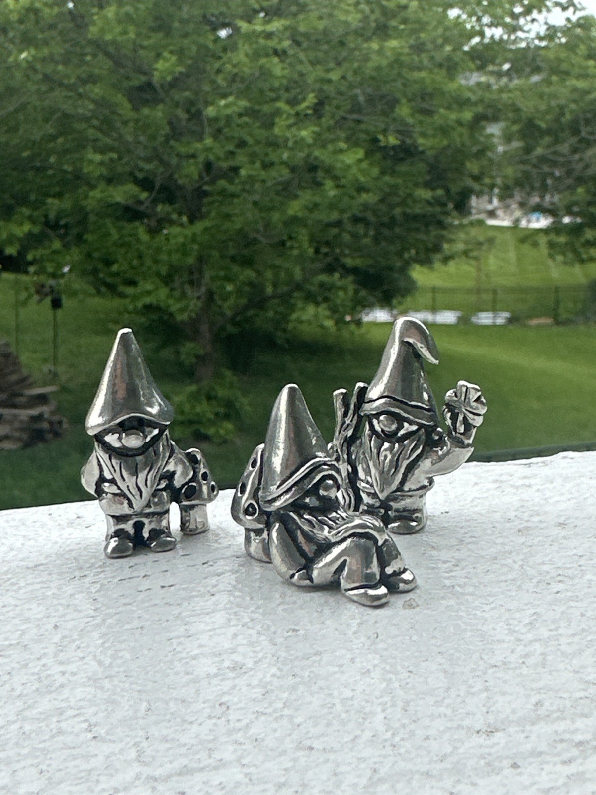 Basic Spirit Gnome 3 Poses Pewter Miniature Whimsical Fairy Garden Gift Set