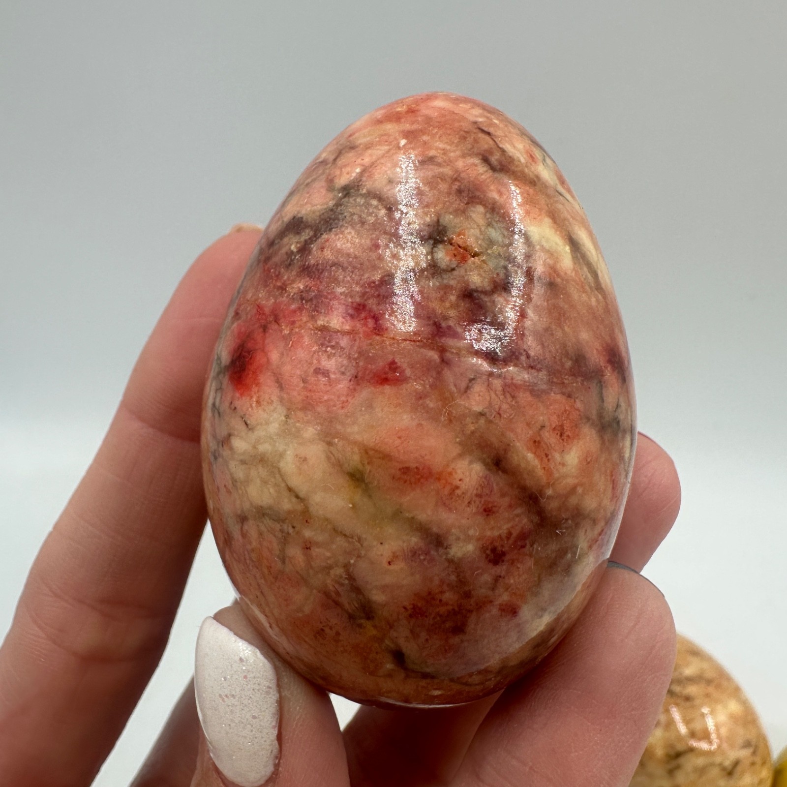 5 Vintage Marble Eggs Alabaster Polished Stone Easter Decor Italy