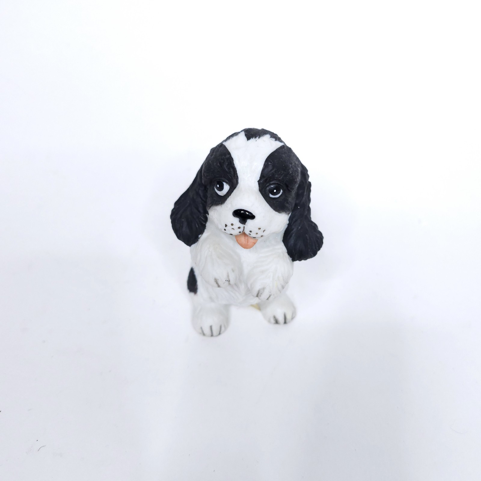 Vintage Homco Dog Figurine Black White Spaniel Puppy