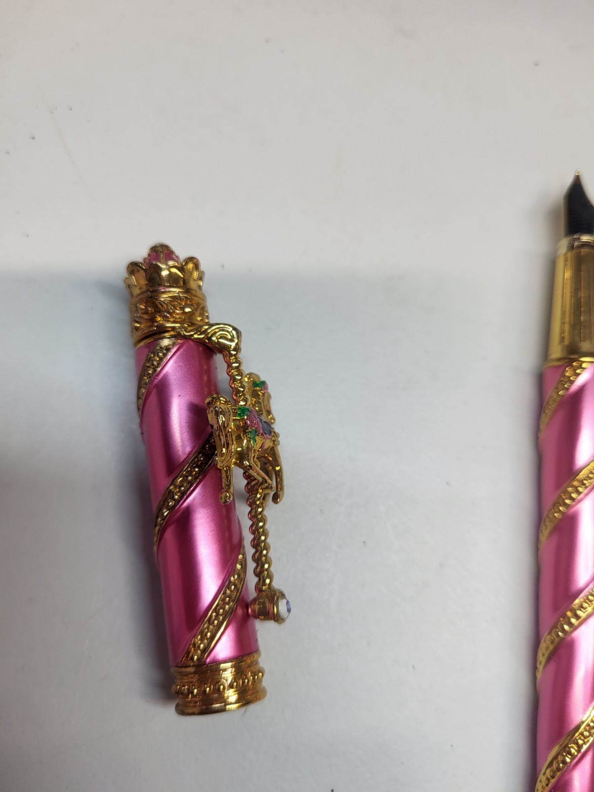 Franklin Mint The Rose Dancer Carousel Horse Pen 1980’s With Case READ