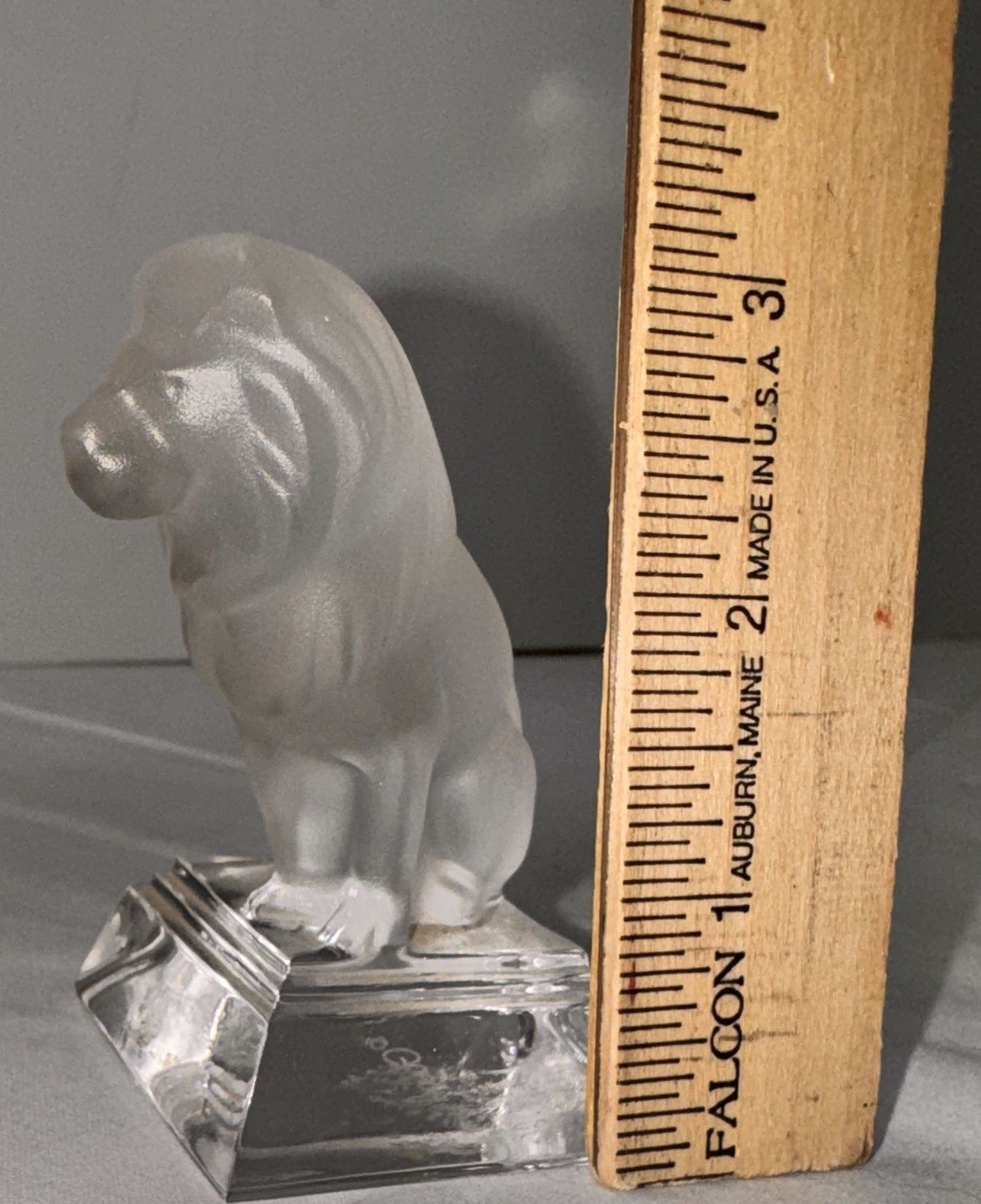 Frosted Glass Lion Figurine On Clear Base By Goebel – 2.75 Inches Tall