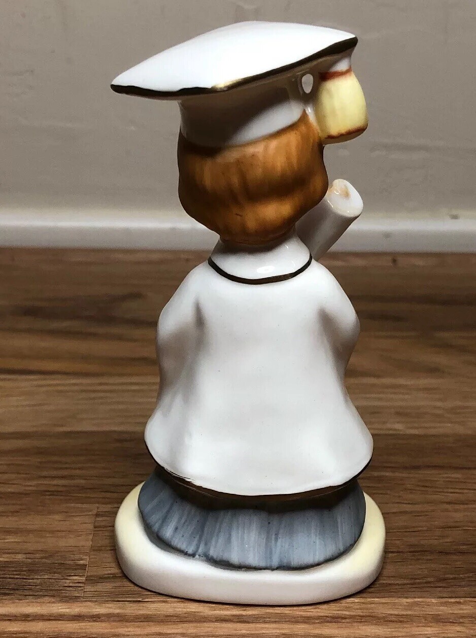 Lefton Graduate Girl Figurine Black Eyes 01798 Hand Painted New Vintage Cute
