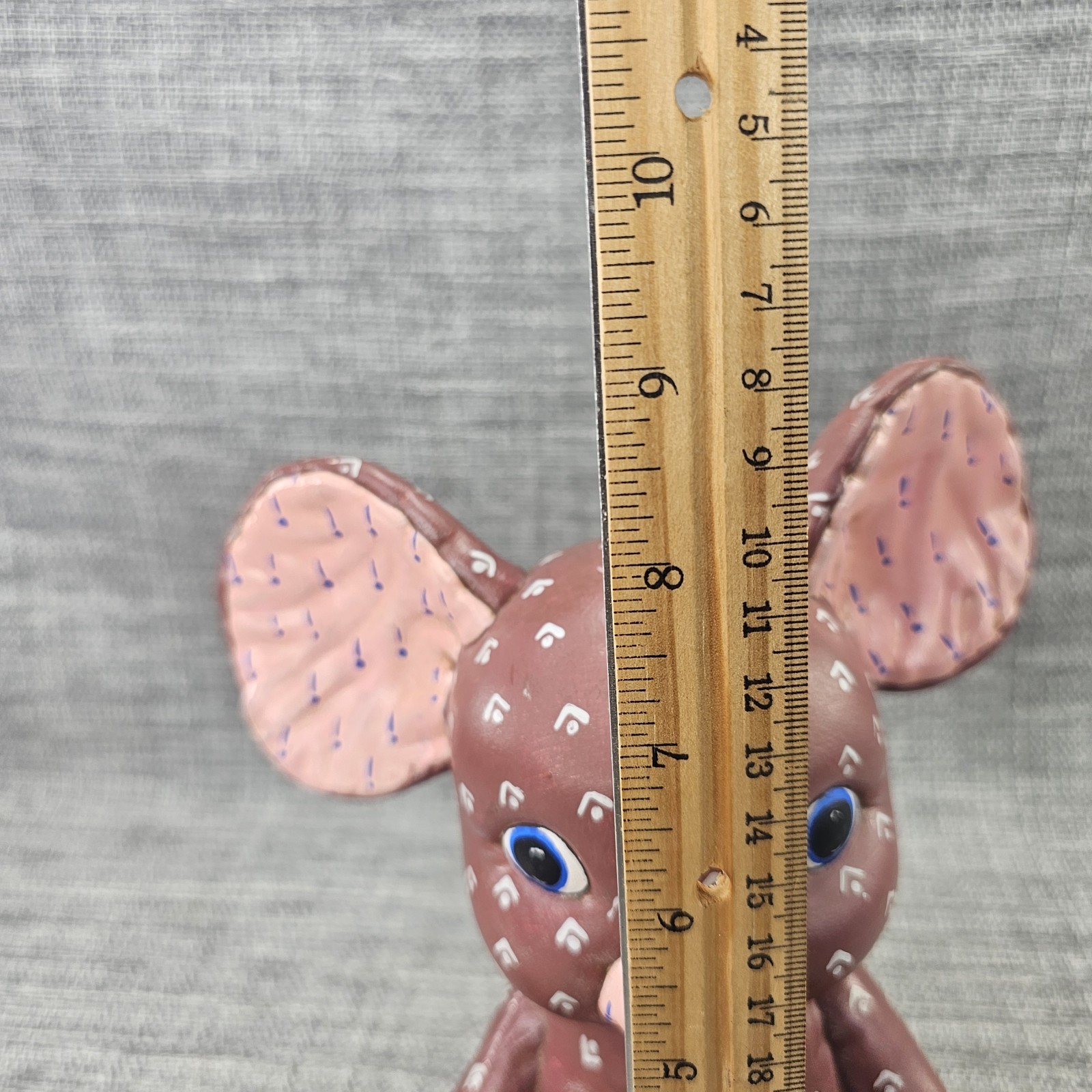 Vintage Kimple Ceramic Mold Quilted Puffy Mouse Pink Ears Figurine