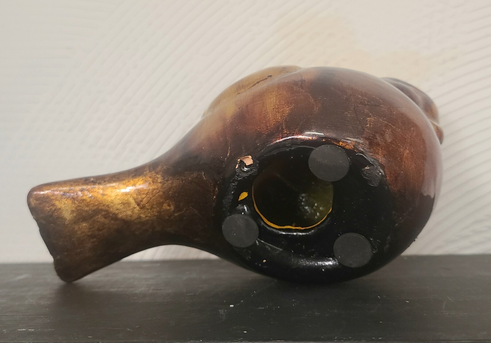 Shiny Metallic Gold/Bronze/Brown Ceramic Bird Figurine Decor 5″ Modern Country