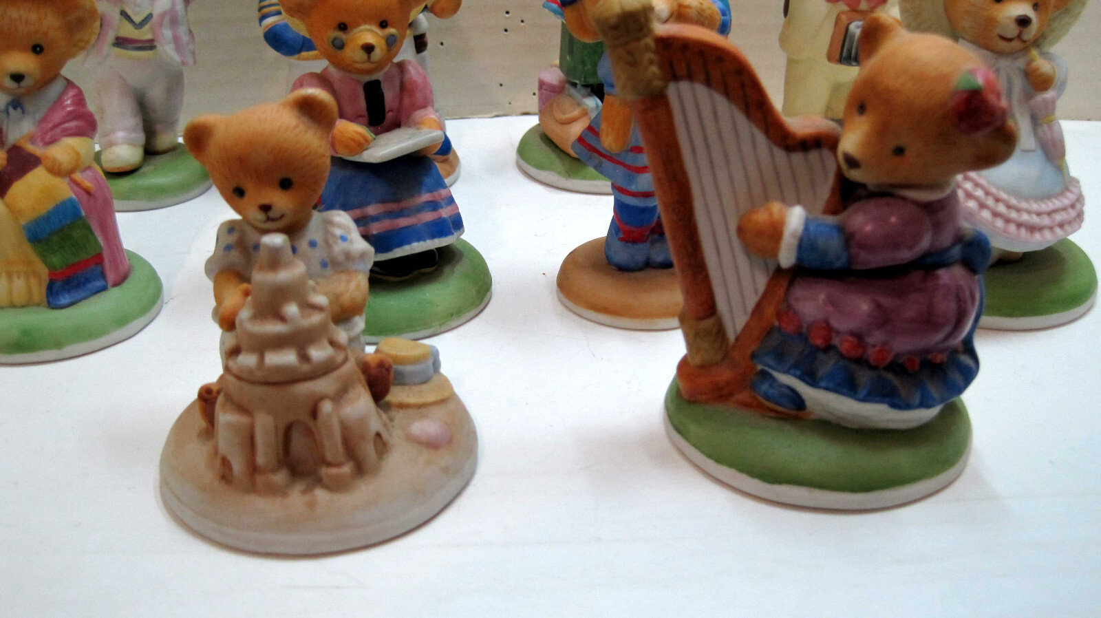 VTG Lot of 10 Franklin Mint Teddington Hotel Bear Figurines Fine Porcelain 1986