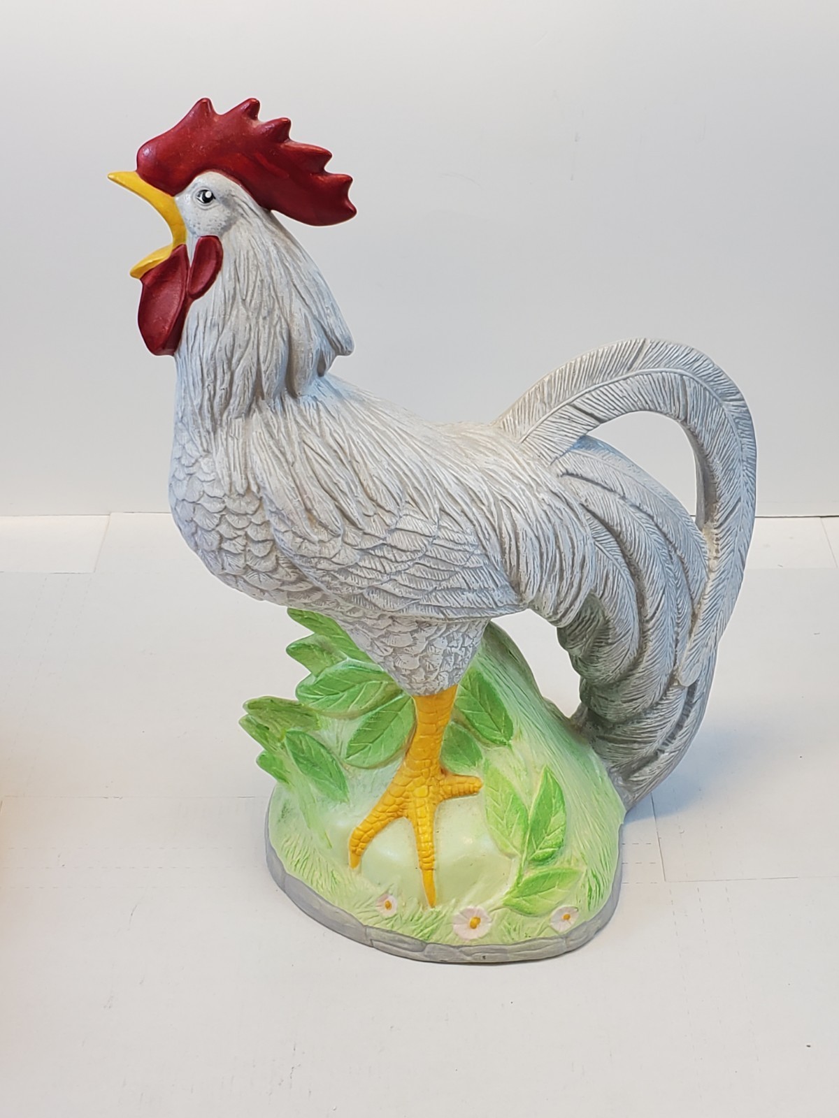 Ceramic Rooster Grey Farm Kitchen Decor Large 15 Inches Tall Beautiful Vintage