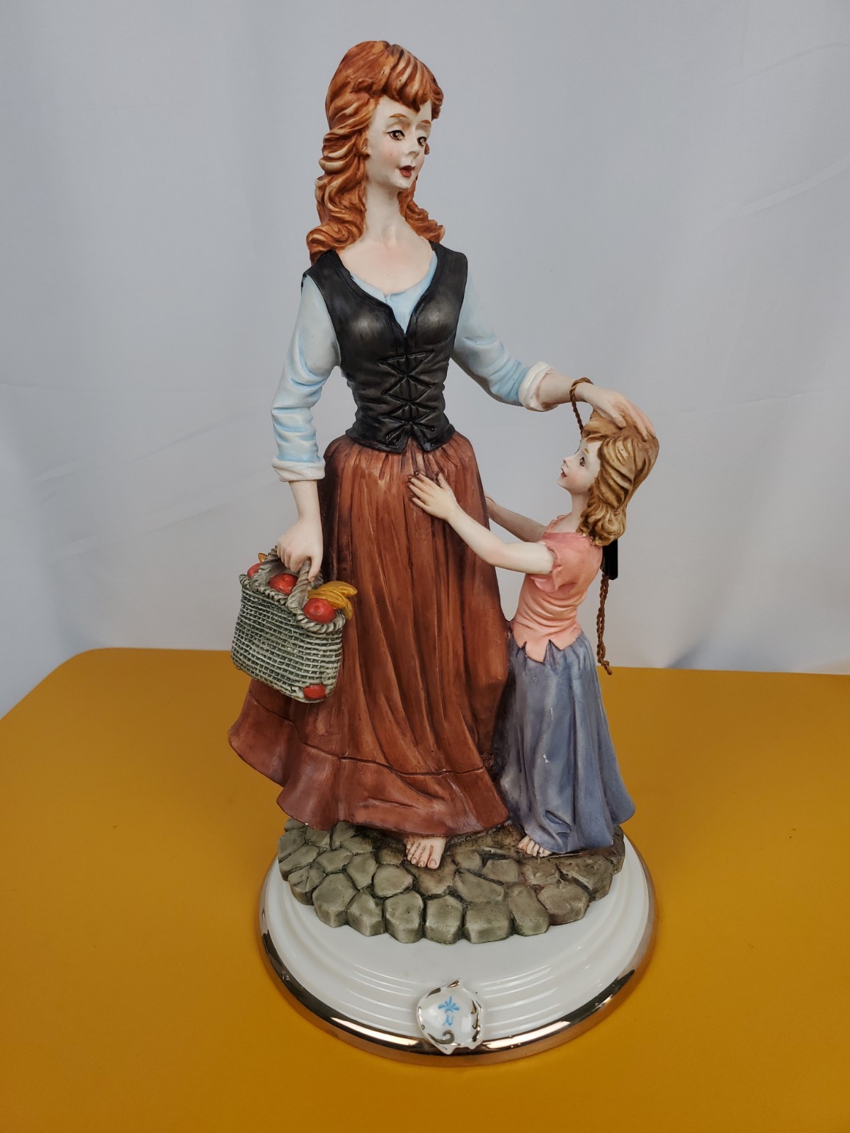 Rare Vntg Capodimonte N Italy Scaggiari Woman with Daughter Porcelian Figurine