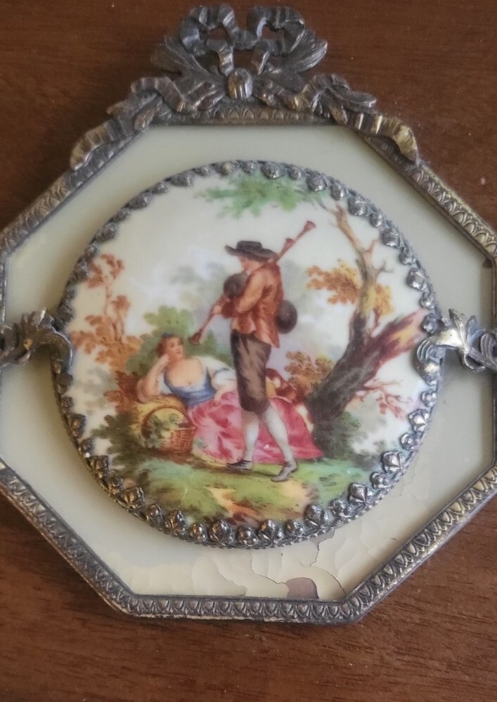 SD Baker Corp. SAMSON CHINA – Victorian Scene Porcelain Wall Art 1920s Valentine