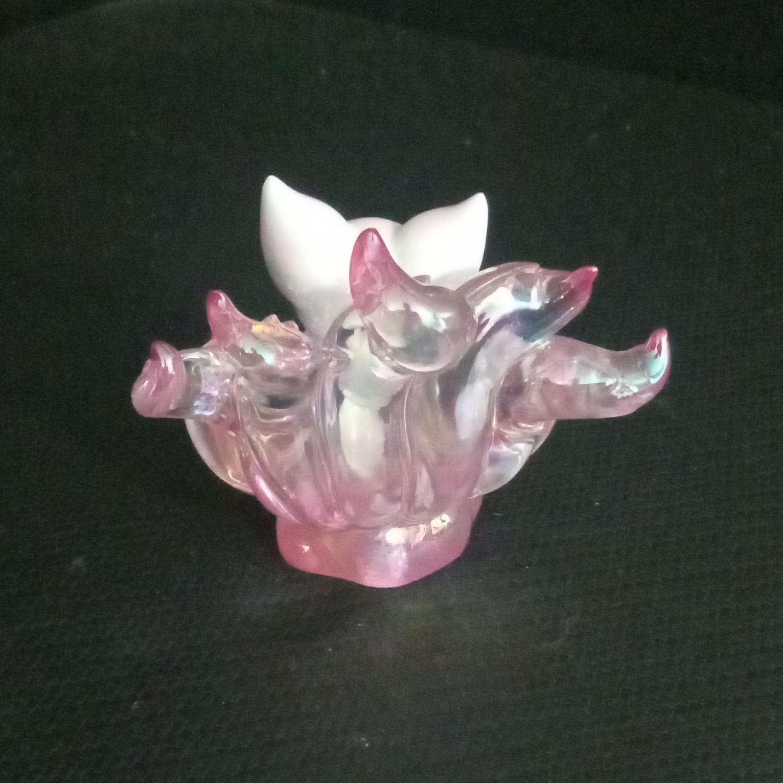 Iridescent Nine-Tailed Fox Figurine,Kitsune Crystal Decor Statue,Lucky Xmas Gift