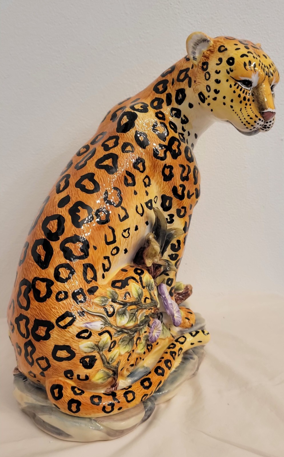 Vtg American Atelier Leopard Cheetah Ceramic Statue 12″×8″ Tall Note Pristine