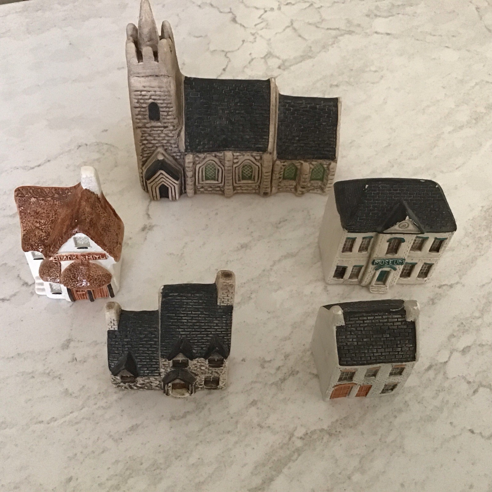 Philip Laureston English Cottage Figurines -blacksmith, mews, museum, church +1