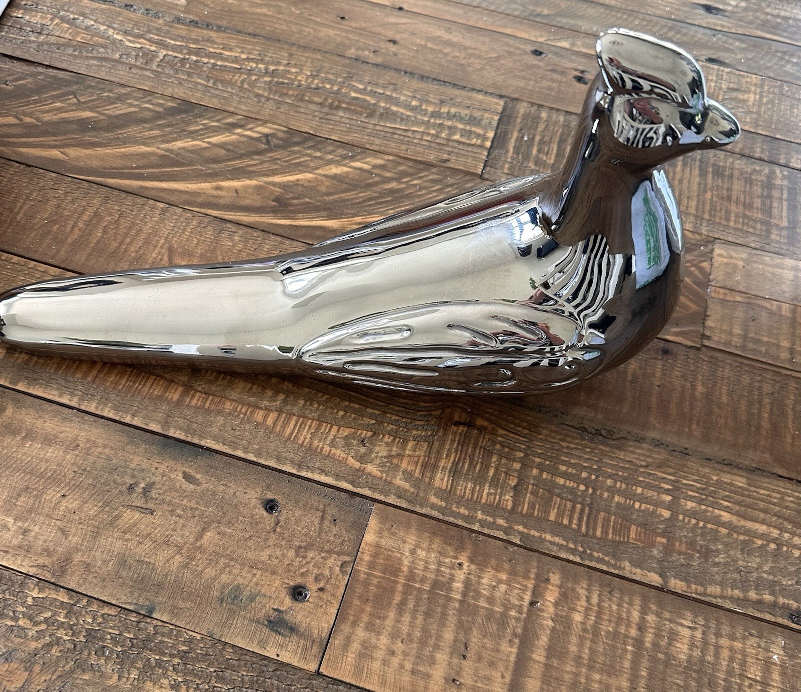 Chrome Pheasant Bird Mid Century Modern Jaru California Pottery FAST SHIP