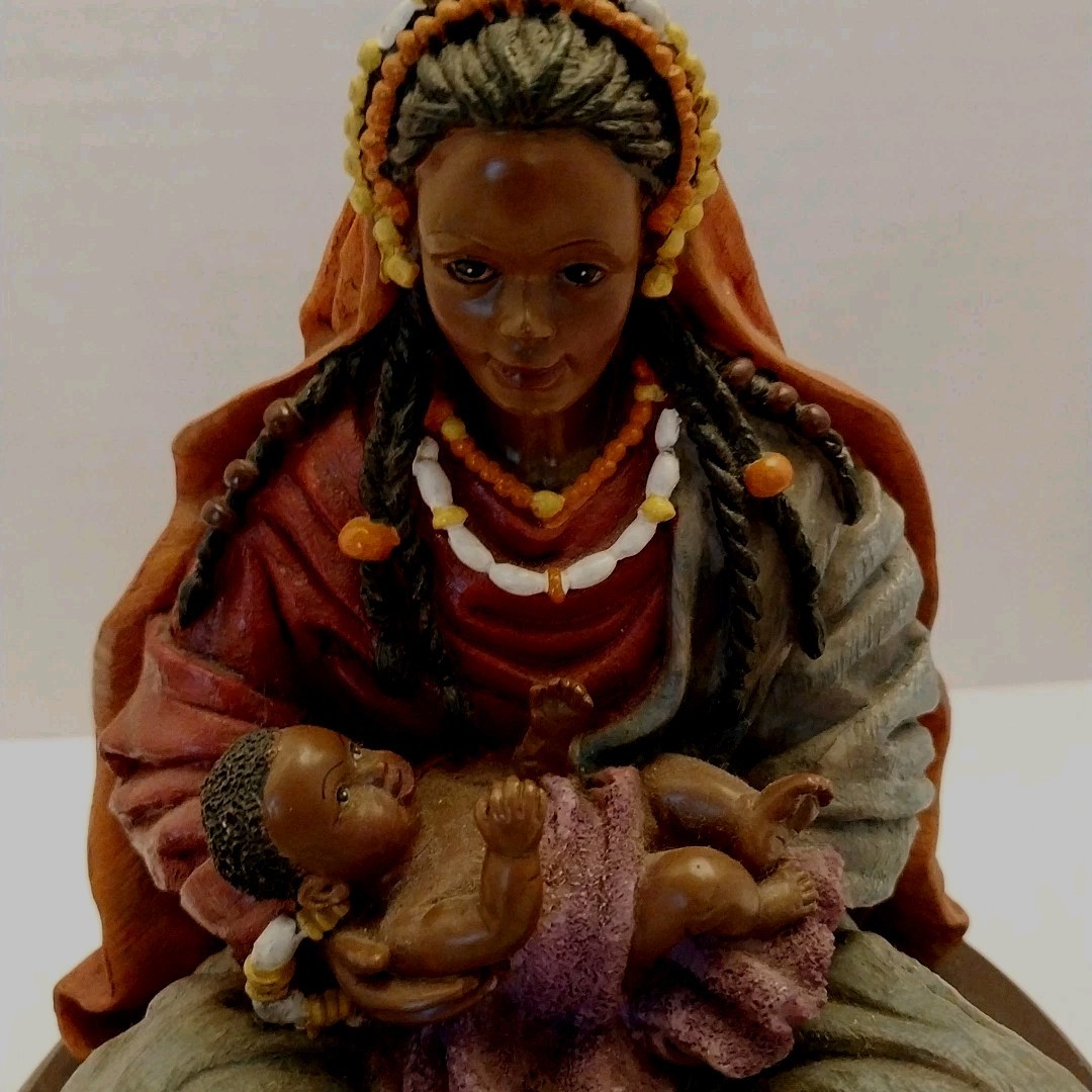 House of Lloyd African American Madonna With Baby Jesus Nativity Figurine 1995