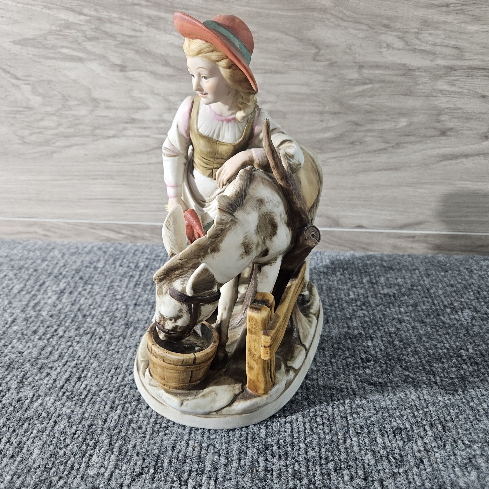Ardco Japan Porcelain Figurine Girl with Donkey Water Bucket Vintage