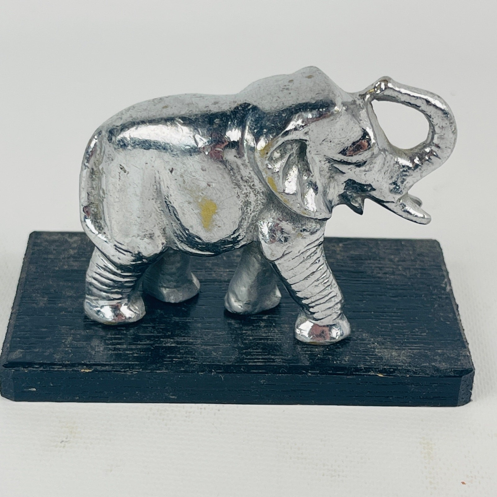 Silver Chrome Tone Heavy Metal Elephant Small Figurine
