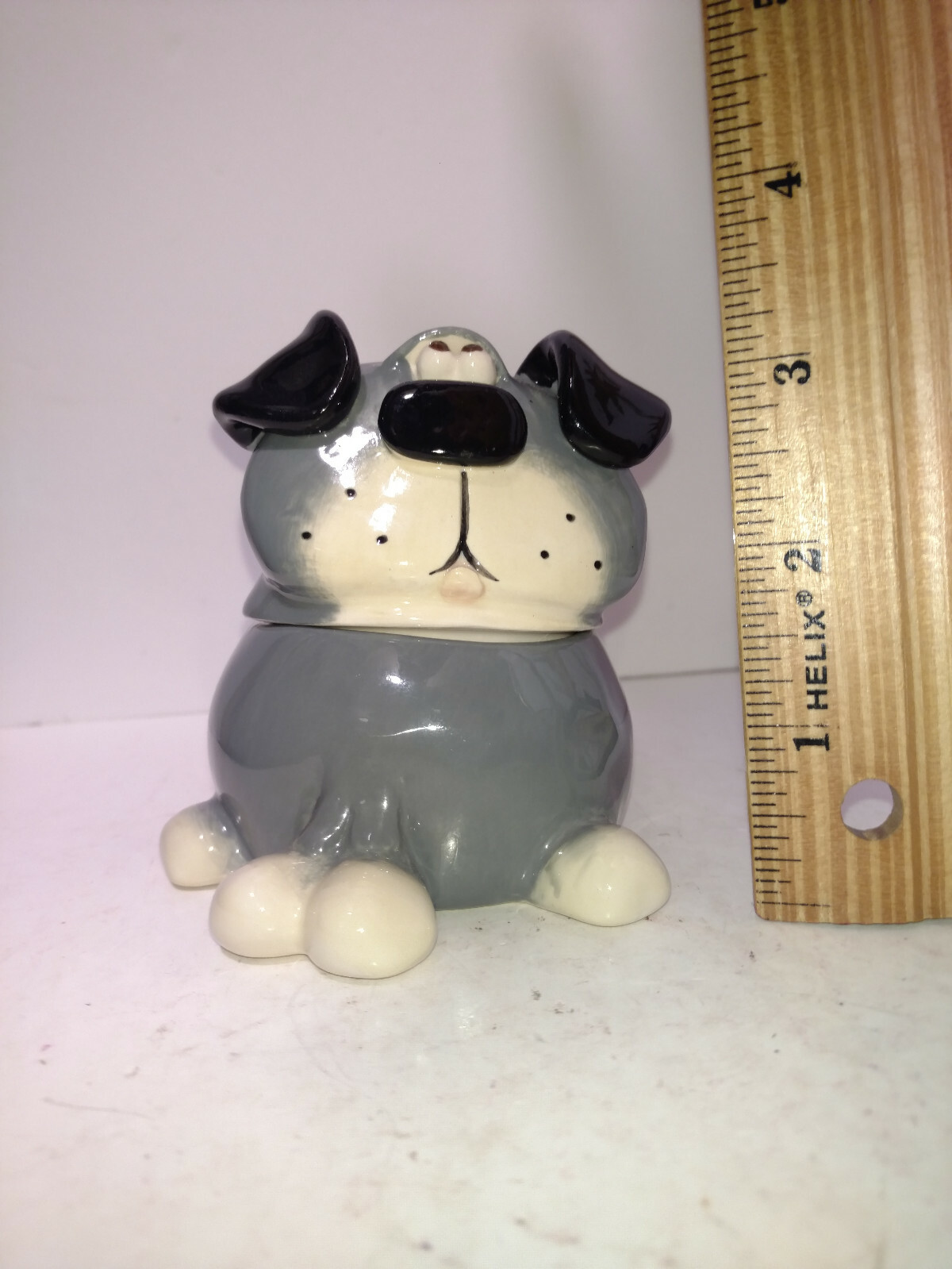 Russ Berrie DOUGLAS Puppy Dog Trinket Box, Gray Dog, New & Unused