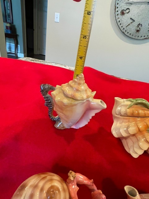 Lot of 4 Collectable Mini Porcelain Sea Shell Teapots Vintage Thailand