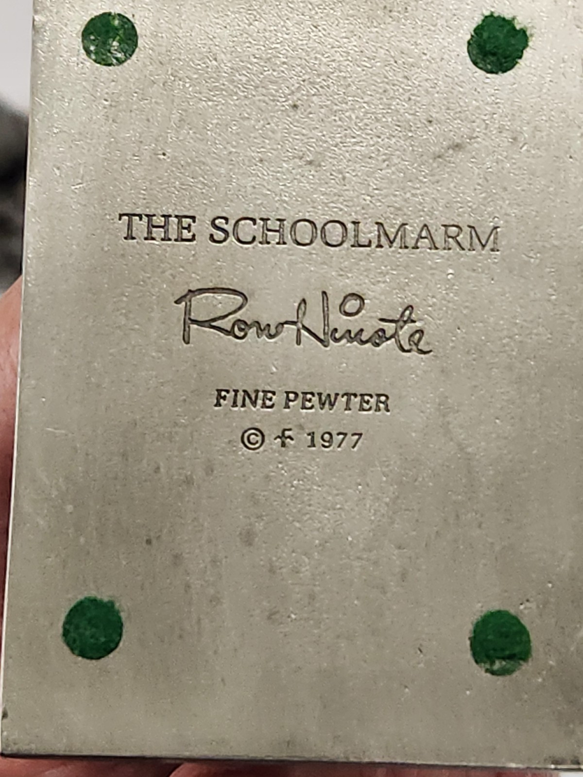 1977 Fine Pewter THE SCHOOLMARM Franklin Mint Who Made America Ron Hinote Figure