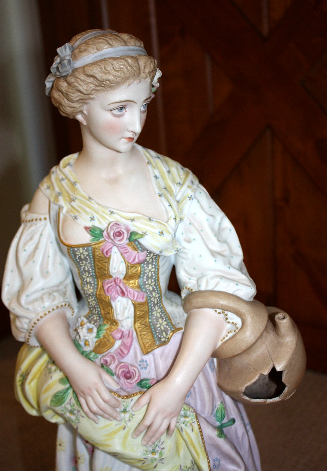 Vion & Baury Antique French Bisque Porcelain Large Statue Set Woman & Man EUC