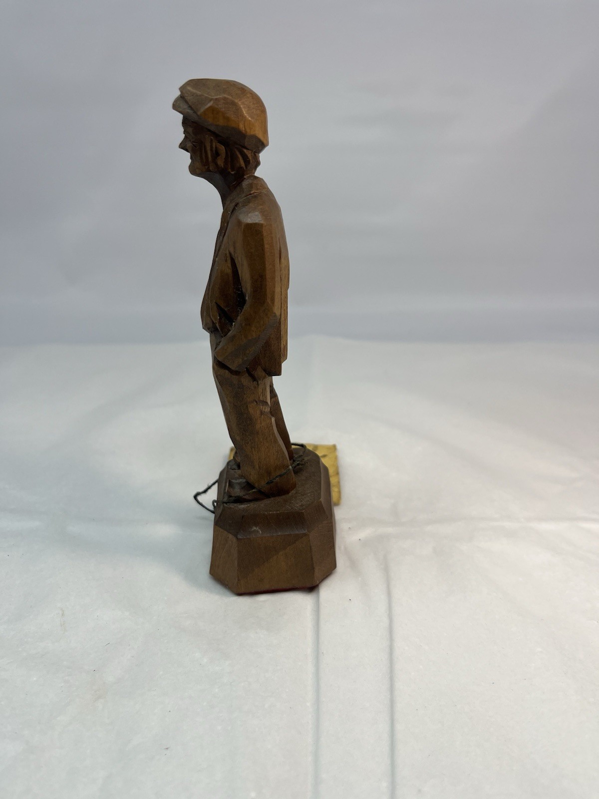 Caron Carving Older man Hands in Pocket Folk Art 6 Inches Tagged And Signed