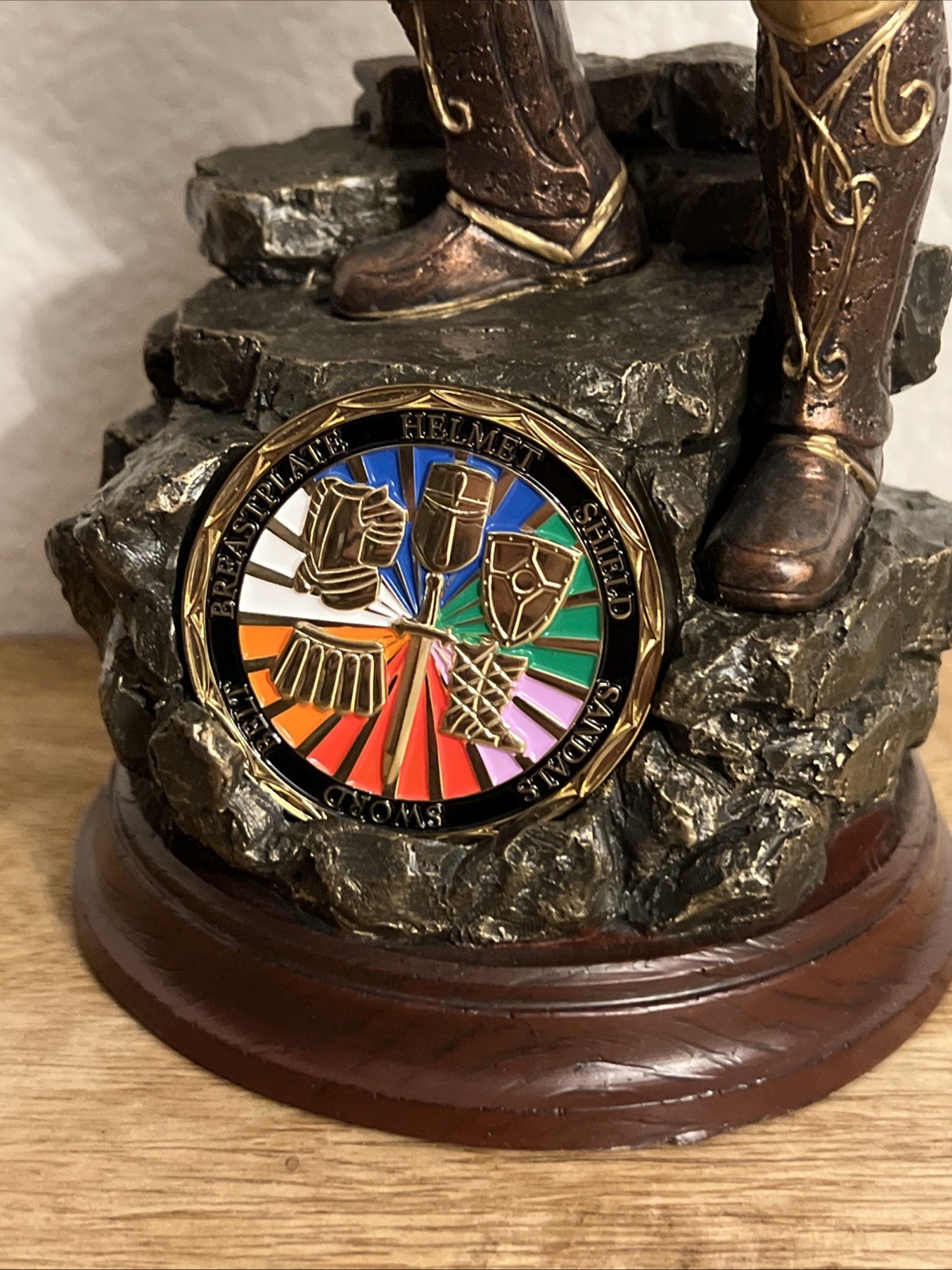 Armor Of God Bradford Exchange Cold Cast Bronze Sculpture + Challenge Coin B2967