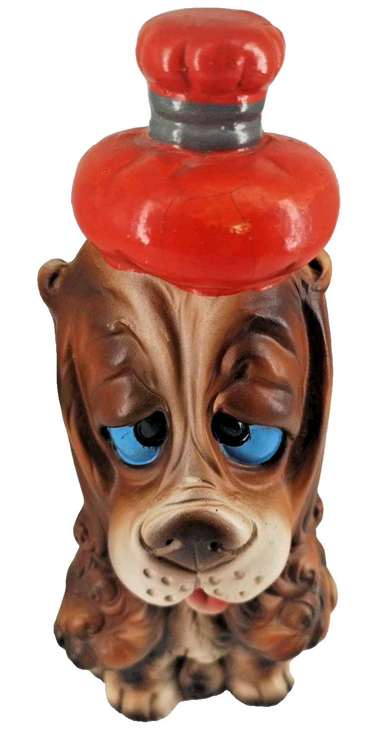 Norleans Japan Big Sad Eyes Sick Puppy Dog W/ Ice Pack Ceramic Figurine B2