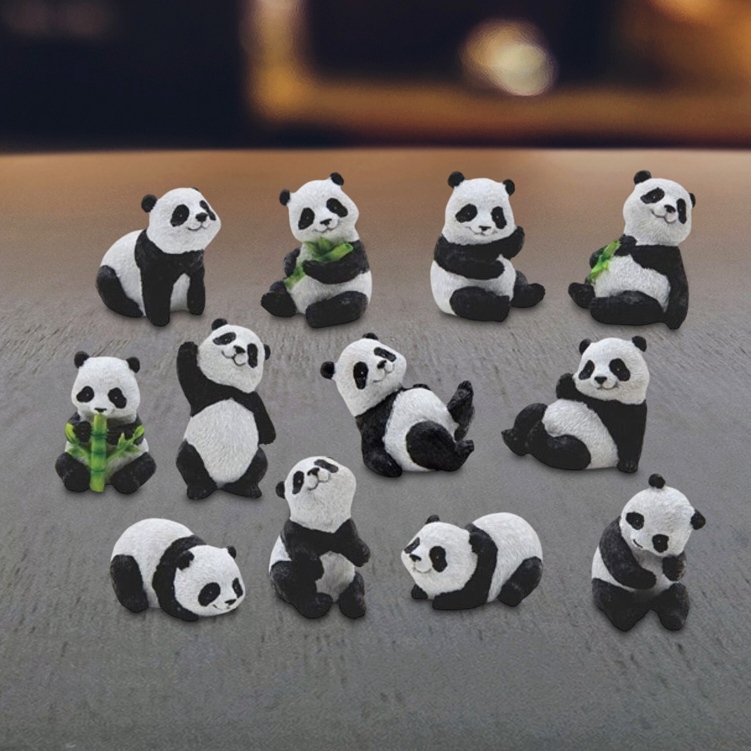 12-Piece Cute Panda 2.25″H Mini Panda Figurine Set Home Decor Unique Gift