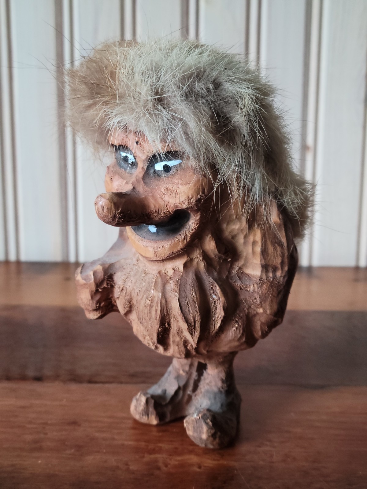 Norwegian Folk Art Troll Hand Carved Wood Vintage