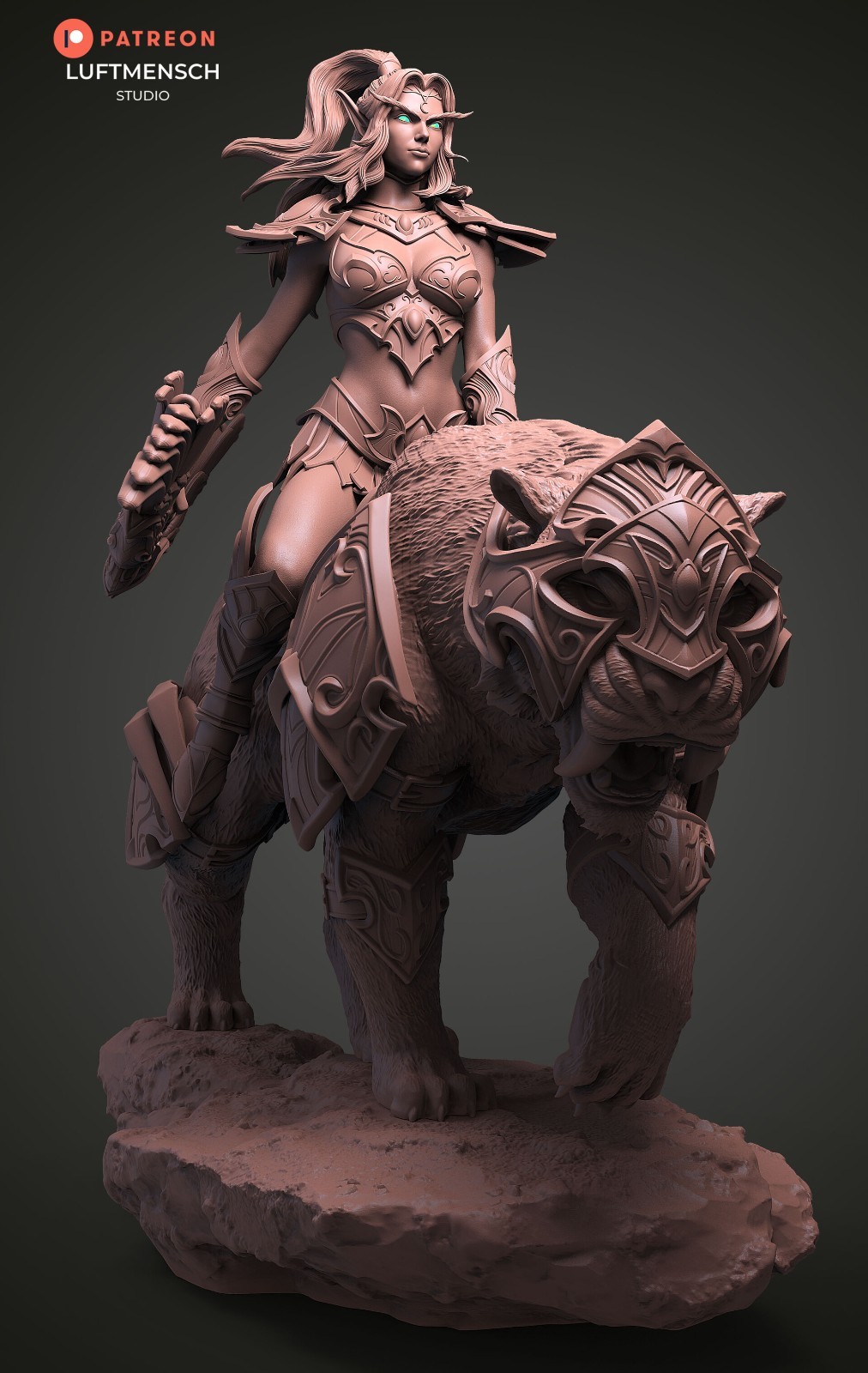 Tyrande & Ashalah | Night Elf Huntress | UNPAINTED 1/6 Scale Resin Kit