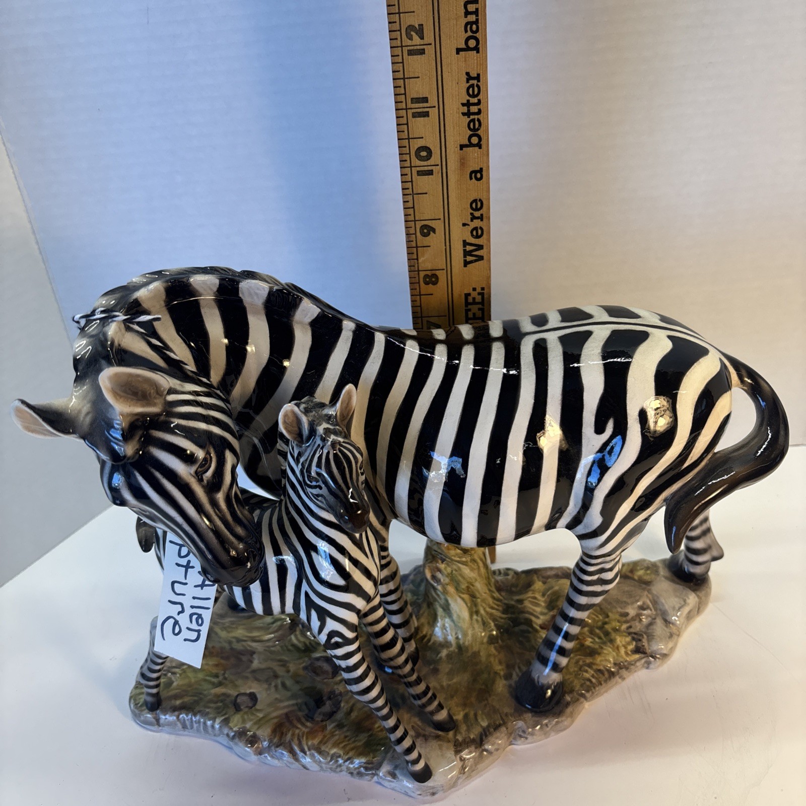 Ethan Allen Vintage Sculpture Zebra & Foal Porcelain Terra Cotta Figurine MCM