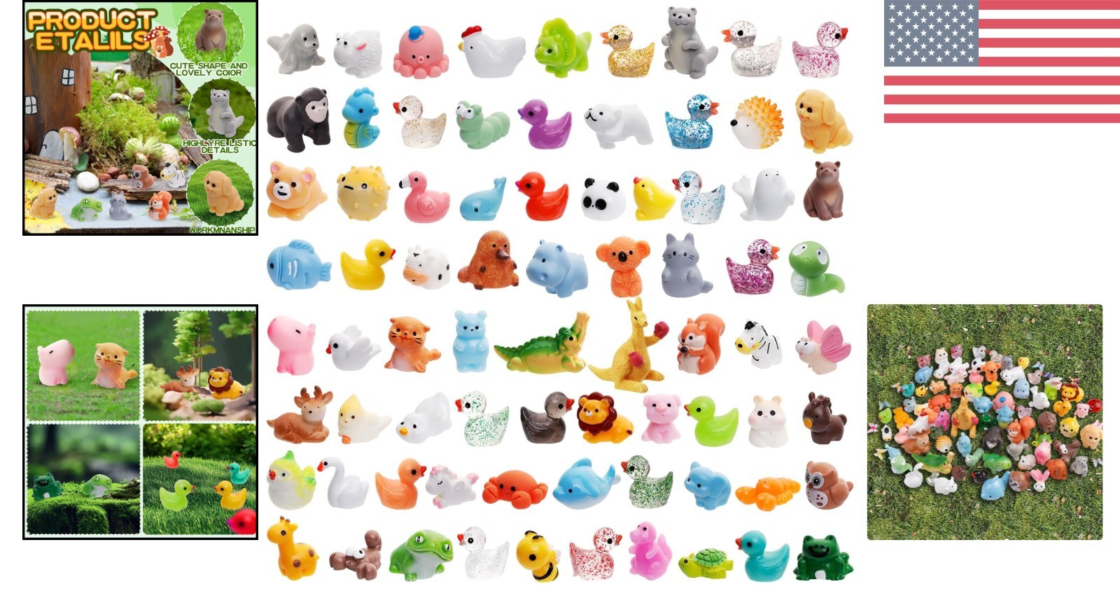 Adorable 80 Pcs Resin Animal Figures for Creative DIY Crafts & Decorations