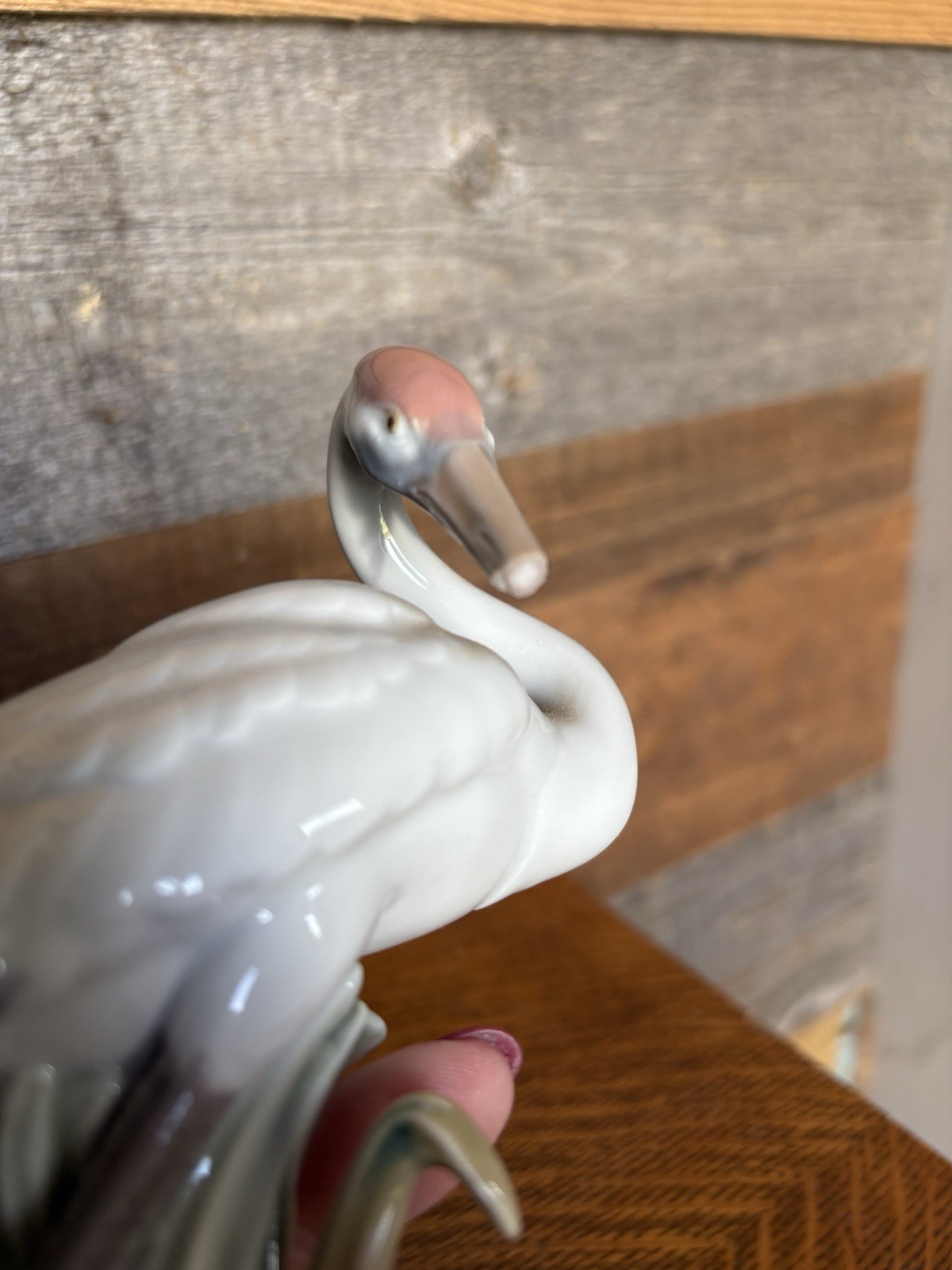 Lladro #1612 Preening Crane porcelain figurine. Please See Photos Of Condition.