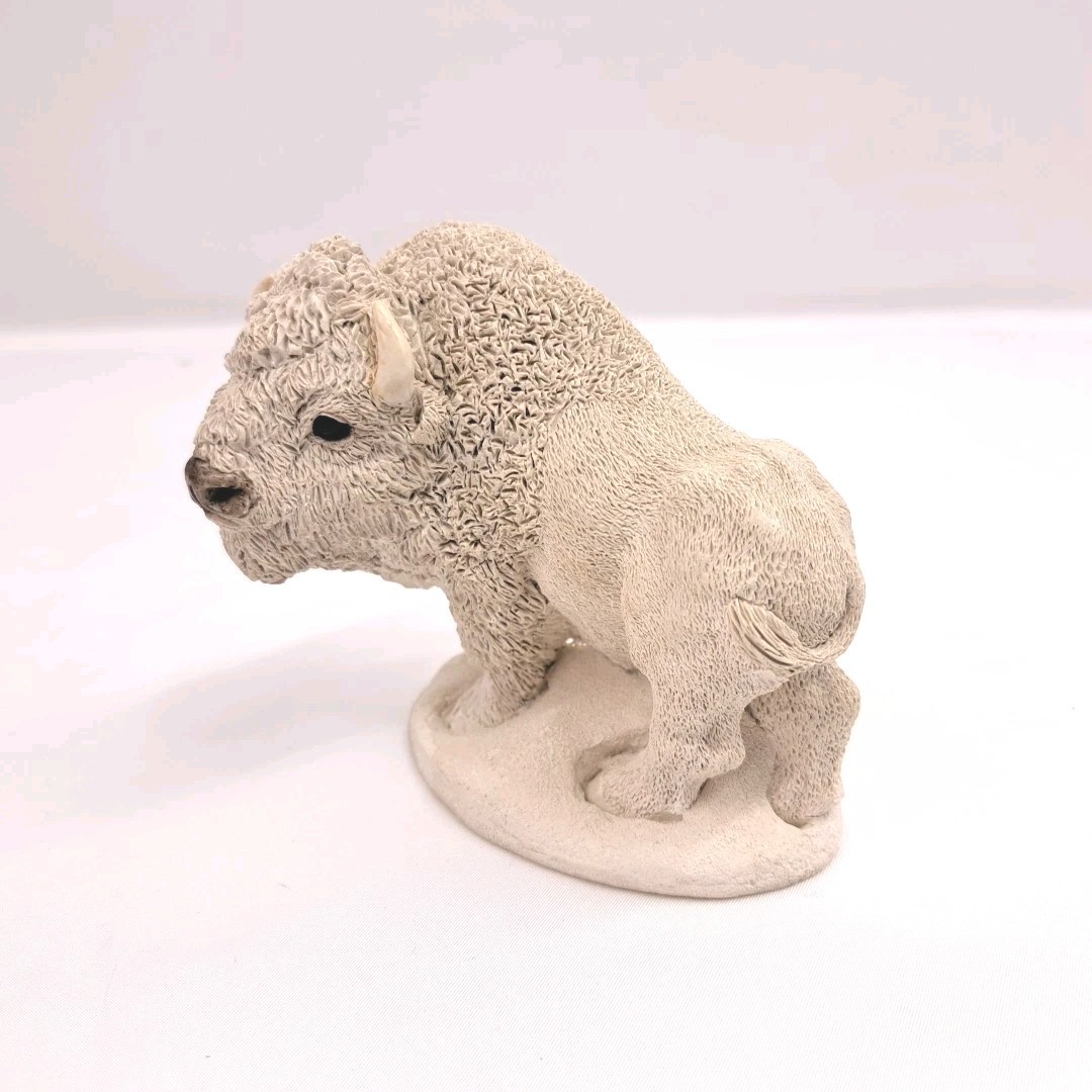 Vintage 1992 Stone Critters 4 Inch White Buffalo Figurine United Design Corp