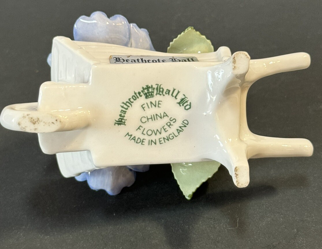Vintage Heathcote Hall Fine China Blue Flower Wheelbarrow England