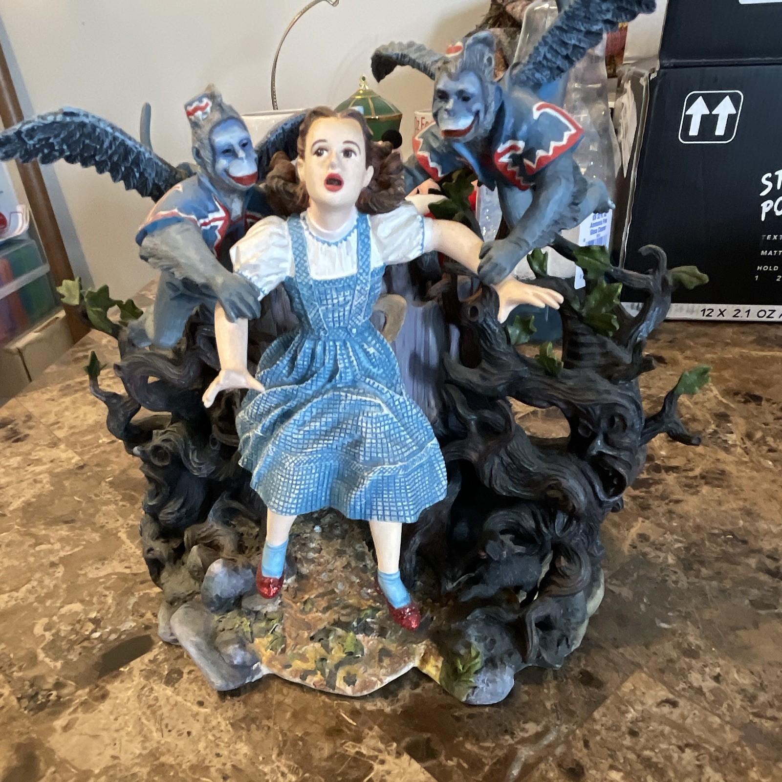 Wizard of Oz Dorothy Captured in the Forest Flying Monkeys Painted Resin 1990s