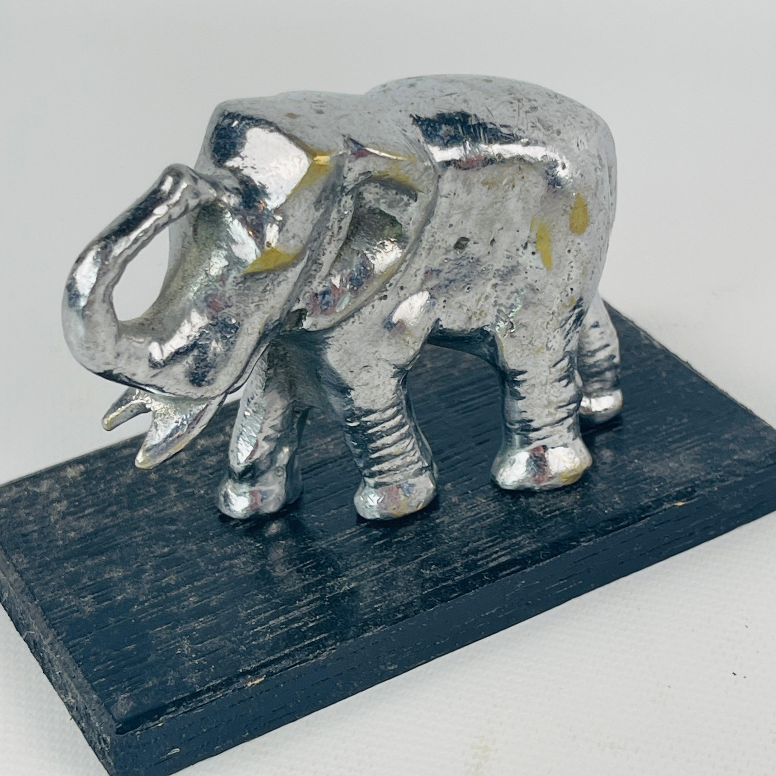 Silver Chrome Tone Heavy Metal Elephant Small Figurine