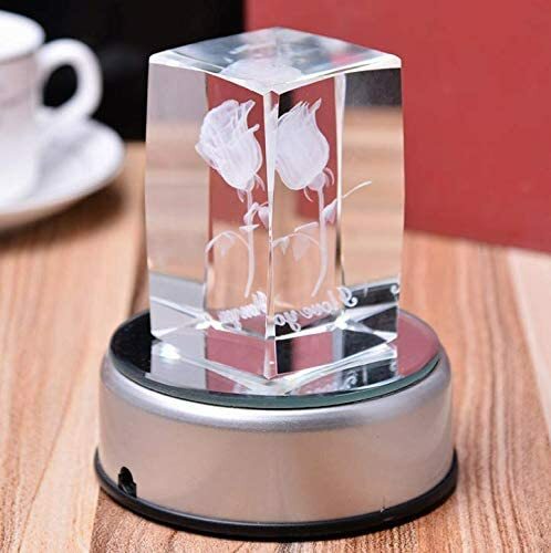 3″ Led Rotating Light Color Changing Glass Crystal Display Base Stand Decoration