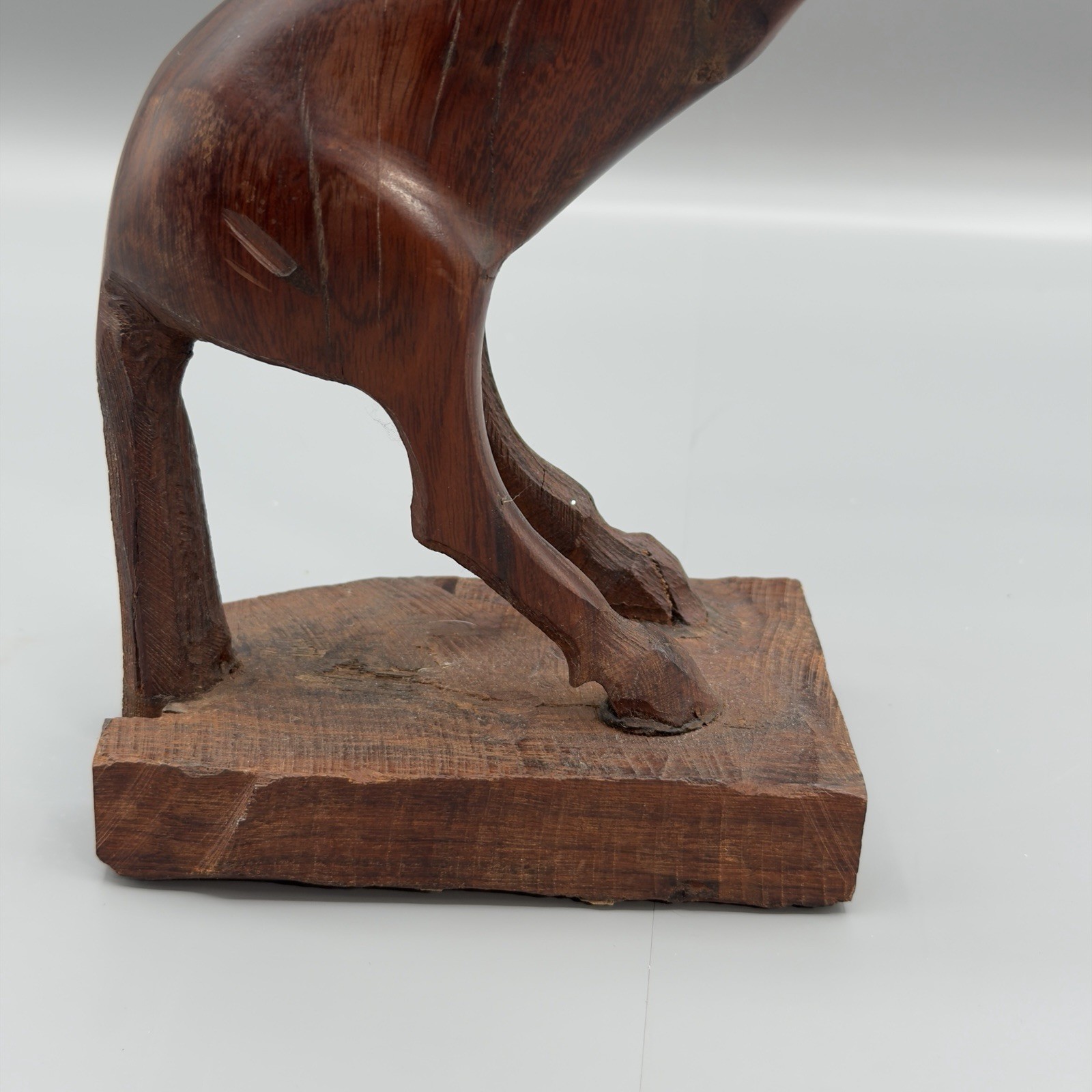 VTG Hand Carved Wood Rearing Horse Figurine 11.5” Heavy Folk Art Sculpture