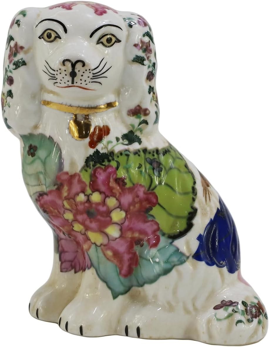 Hand-Painted 5.9″ Porcelain Spaniel Figurines, Pair for Collectibles & Décor