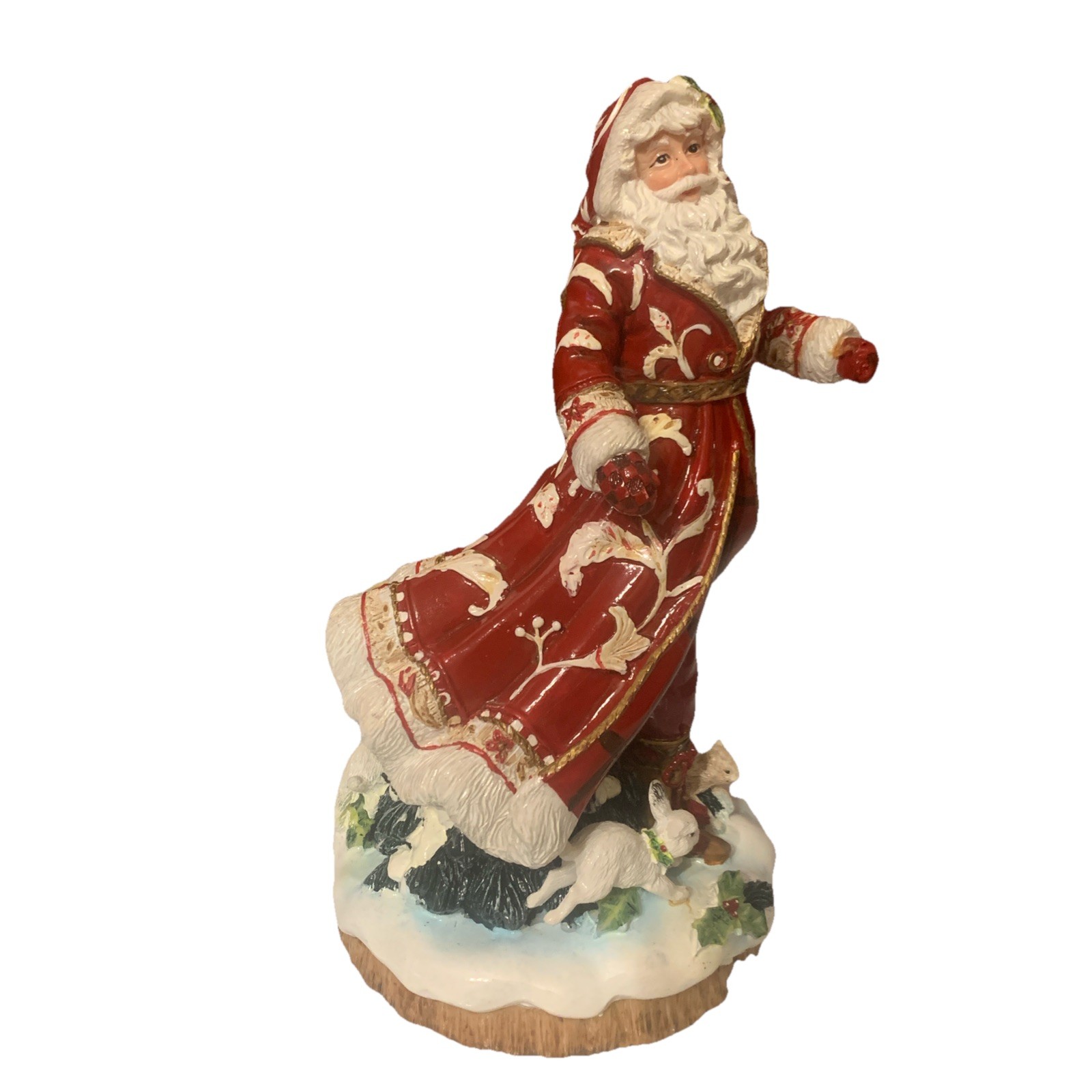 VTG Fitz and Floyd Town & Country Santa Ceramic Figurine Oh Come All Ye Faithful