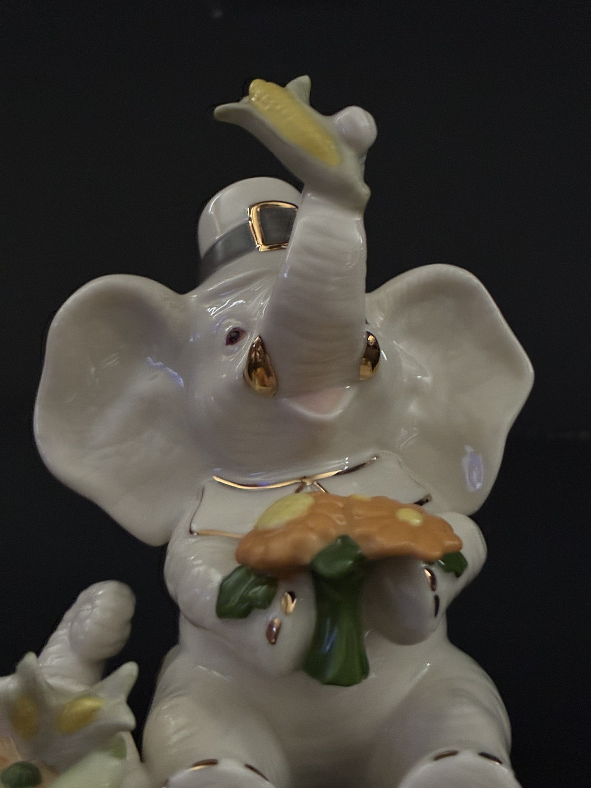 New LENOX Pachyderm Pilgrim Elephant Cornucopia Thanksgiving Feast Retired Vtg
