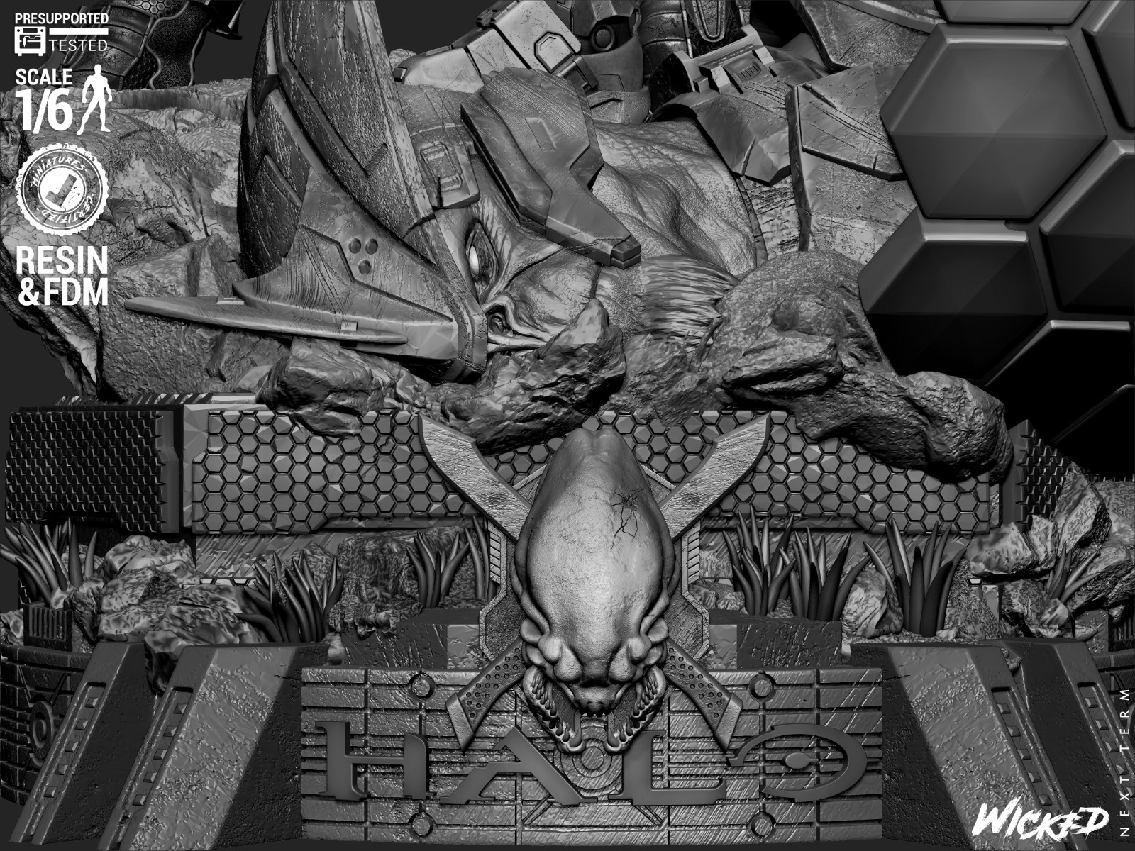 Halo Diorama – 1/6 Scale Figure Statue 3D Print Model Kit Unpainted