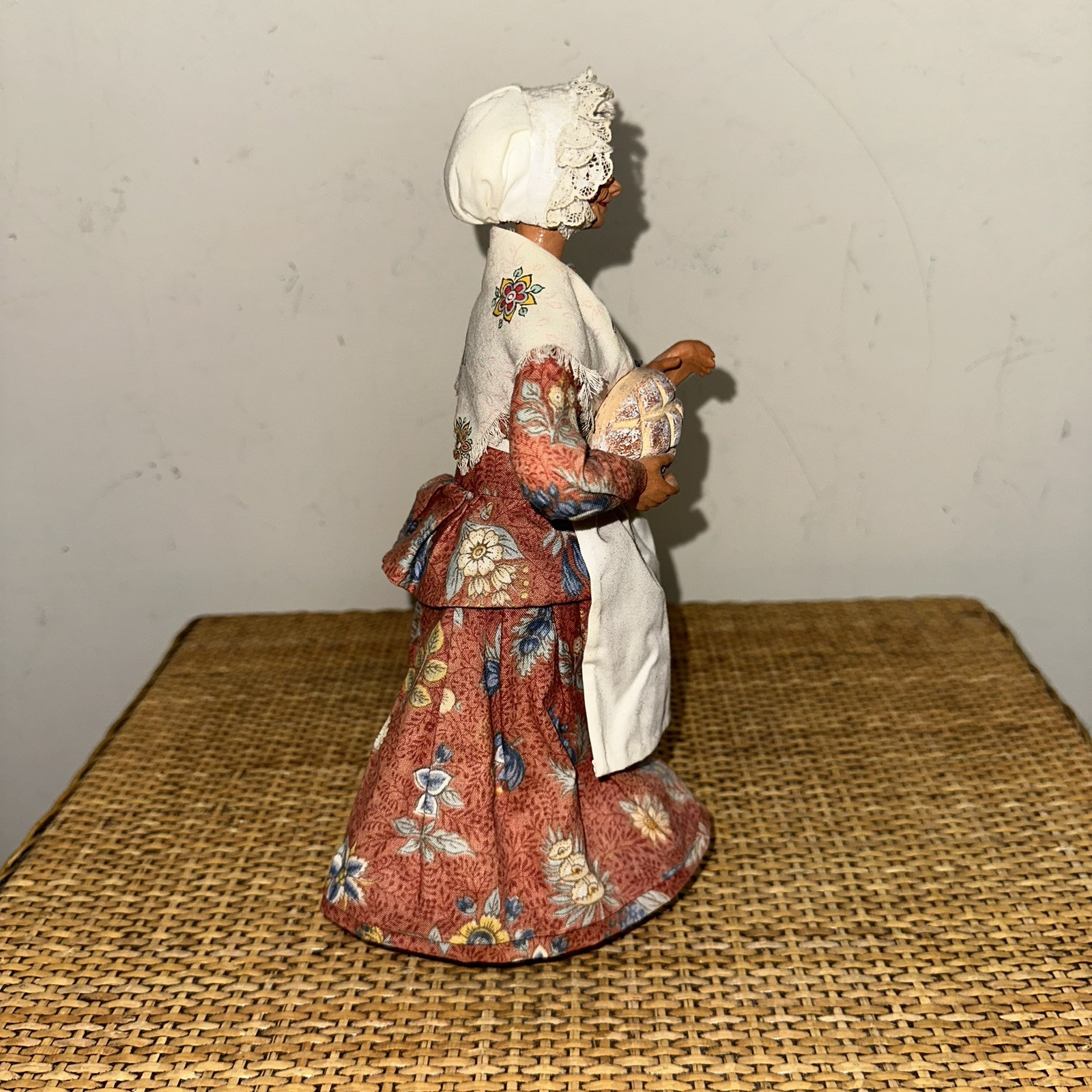 VTG S. Peirano French Folk Art Terra Cotta Clay Woman Figurine Signed 10.3″ Tall