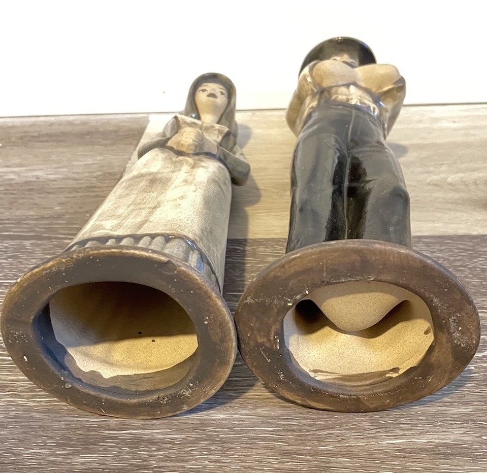 Pilgrim Amish Couple Statues Thanksgiving Fall
