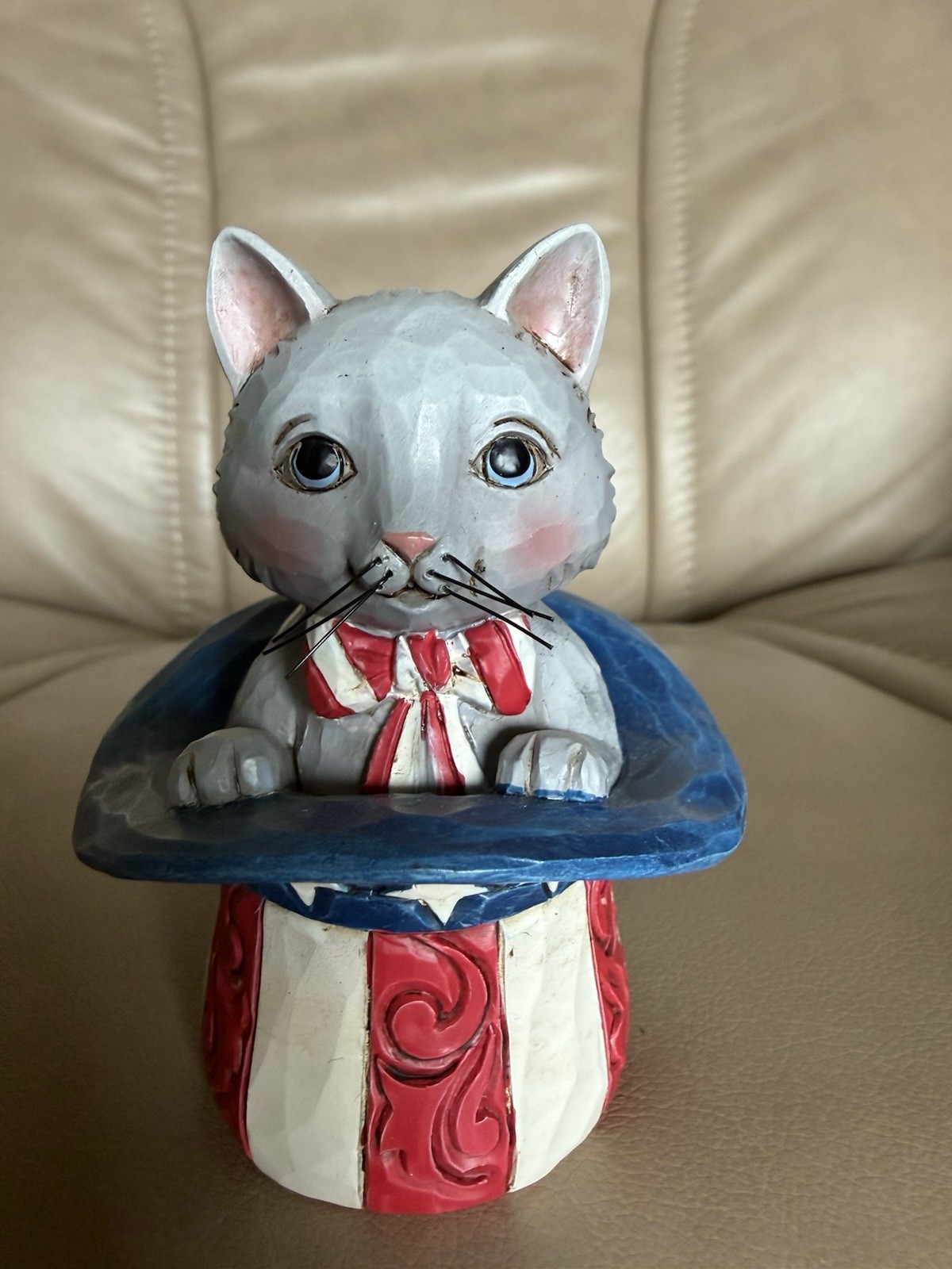 Jim Shore Heartwood Creek Patriotic Kitten In Hat, 3.5” EUC