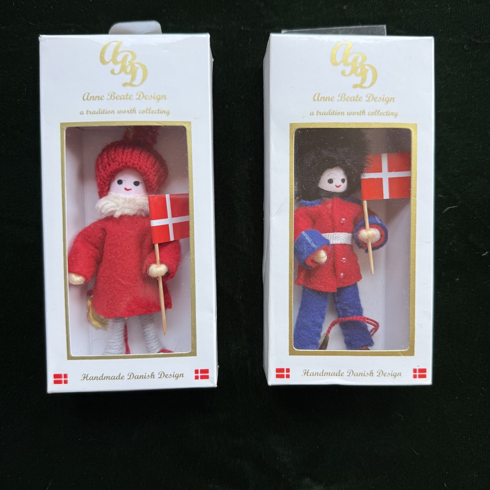 Vintage Anne Beate Nisser/Gnomes – Man w-Flag 1999 & Guard w-Flag NIB Denmark