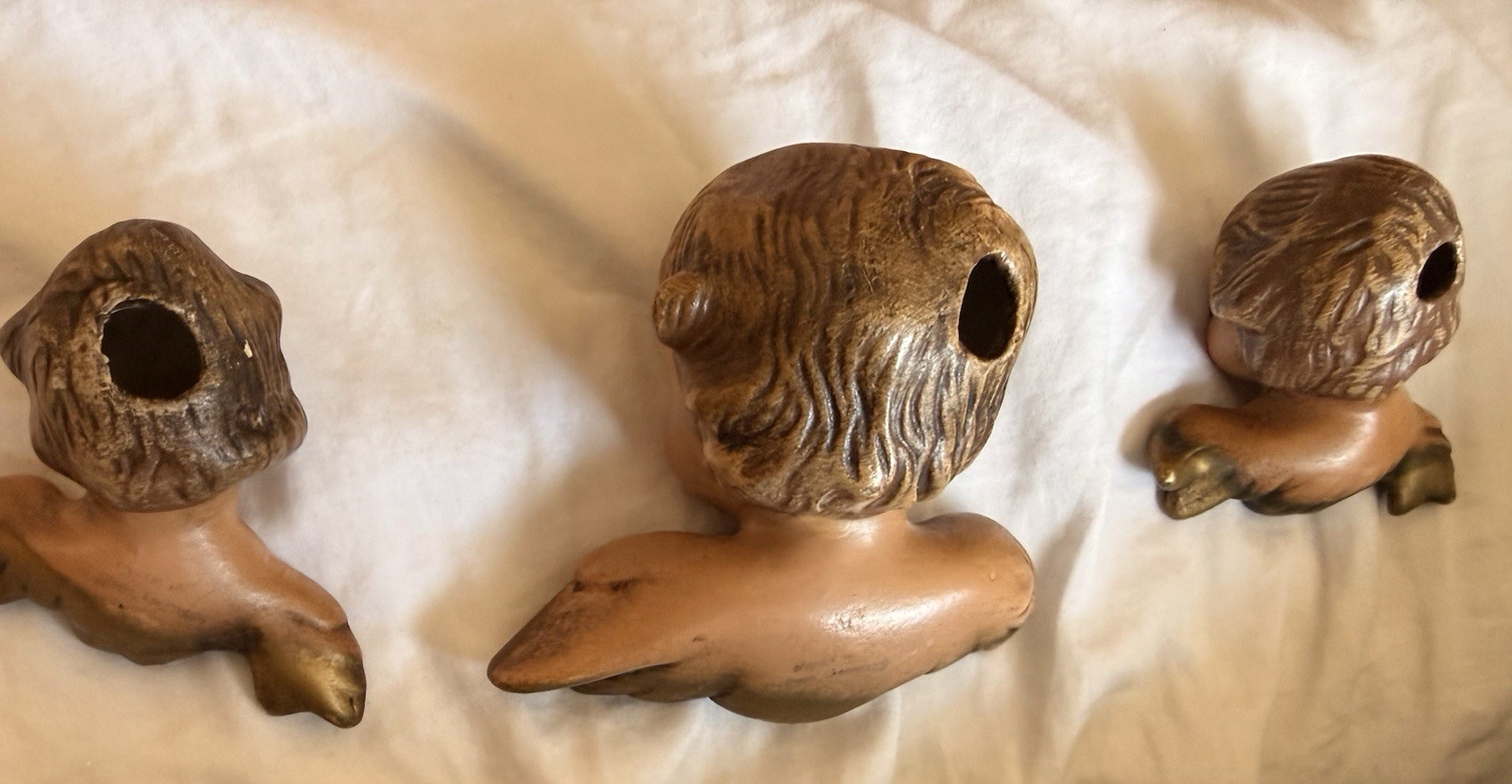 Hand Painted Angel Heads Made In Germany! Old! In Wonderful Condition See Photos