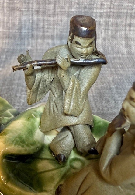 Chinese Mud Men 8 Immortals on Water Lilypad Display Figurine, Sculpture Ceramic