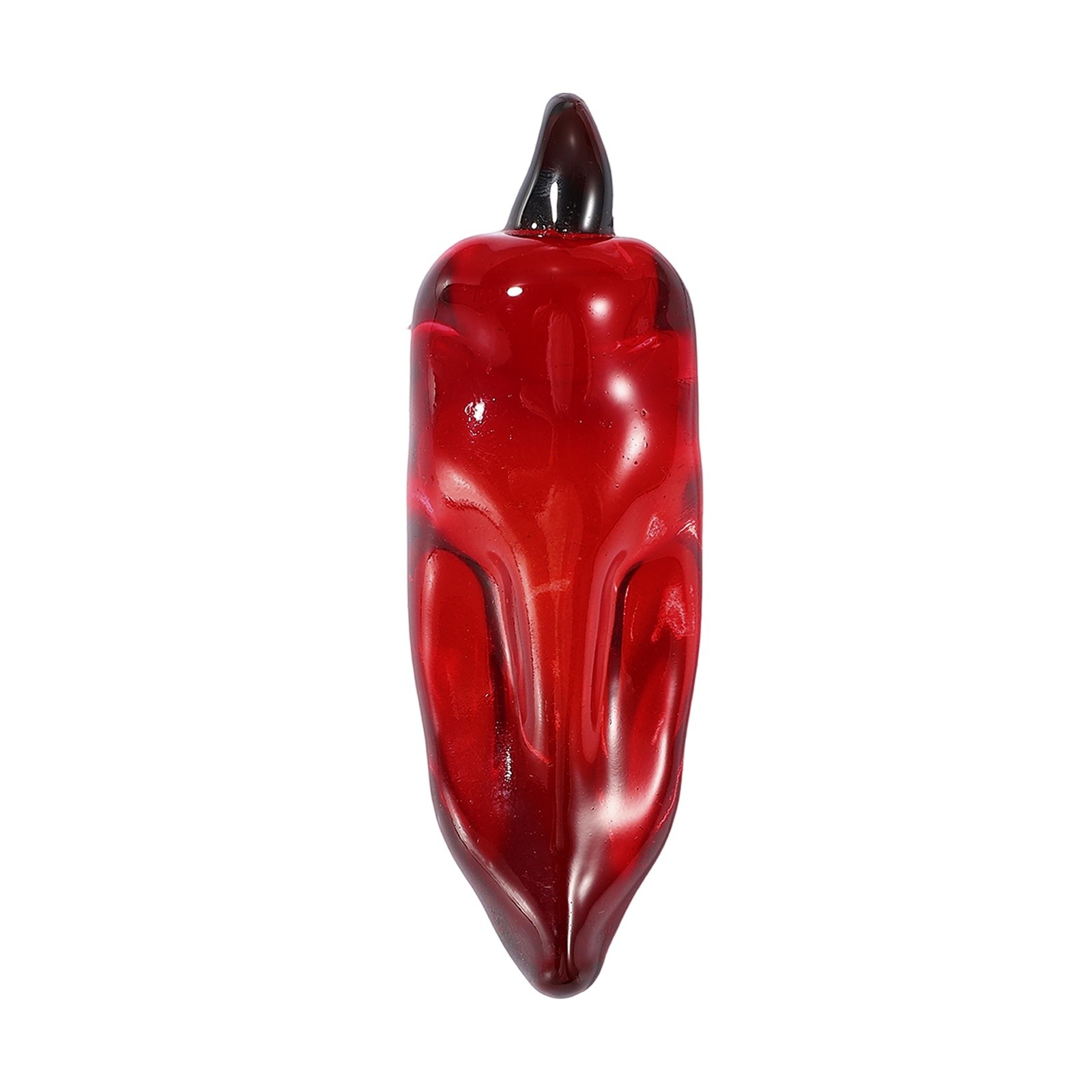 Glass Chili Crystal Handmade Blown 3.66 Inch Glass Decoration Ornament Red