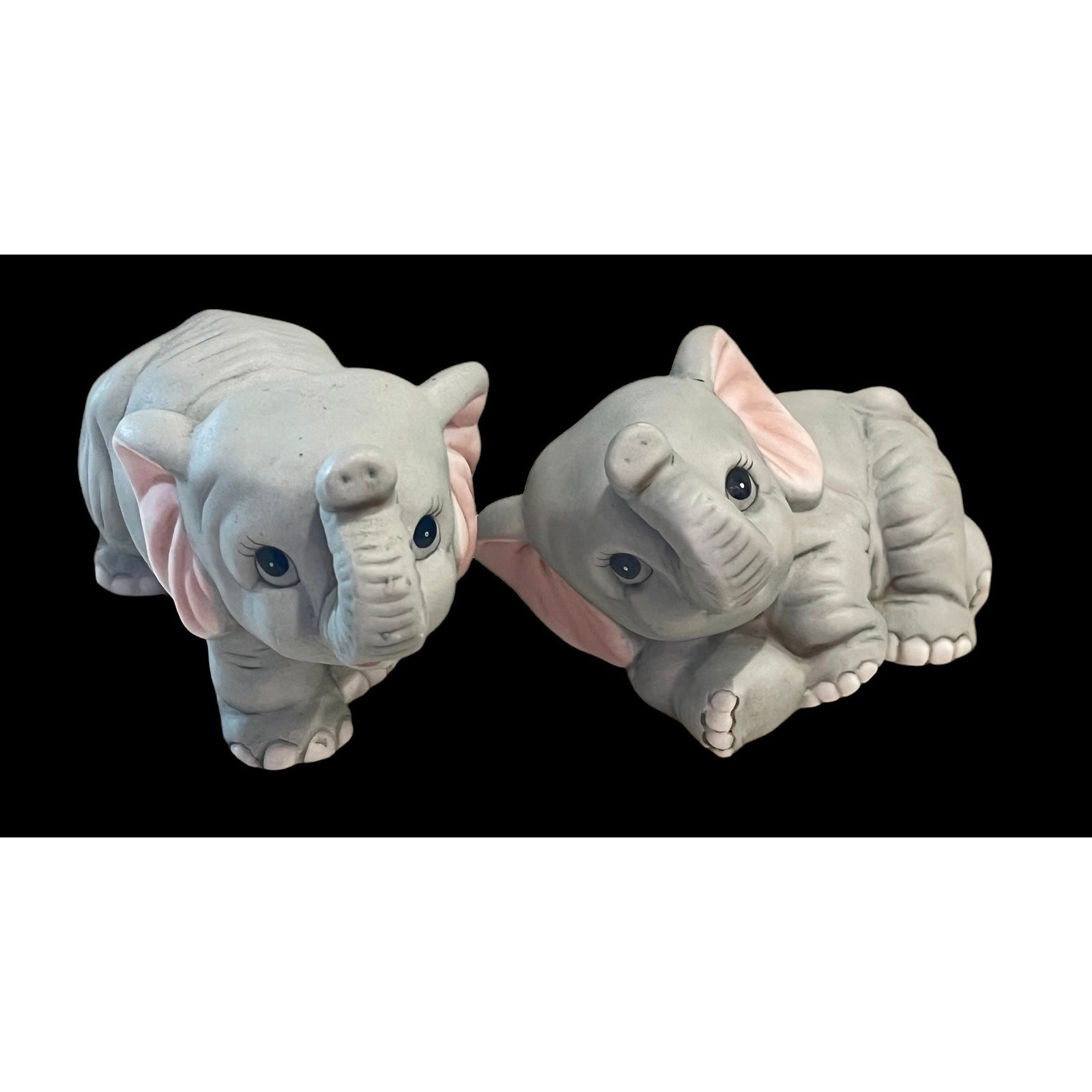 Homco Elephant Figurine Set 2 Porcelain Number 1400 Pair Baby Wild Zoo Animals